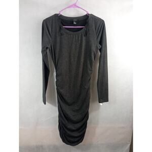 Forever 21 Dress Ruched Womens Large Long Sleeve Color Dark Gray Size Medium